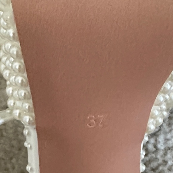 Goolita White Pearl Embellished Open Toe Heels - Picture 12 of 17